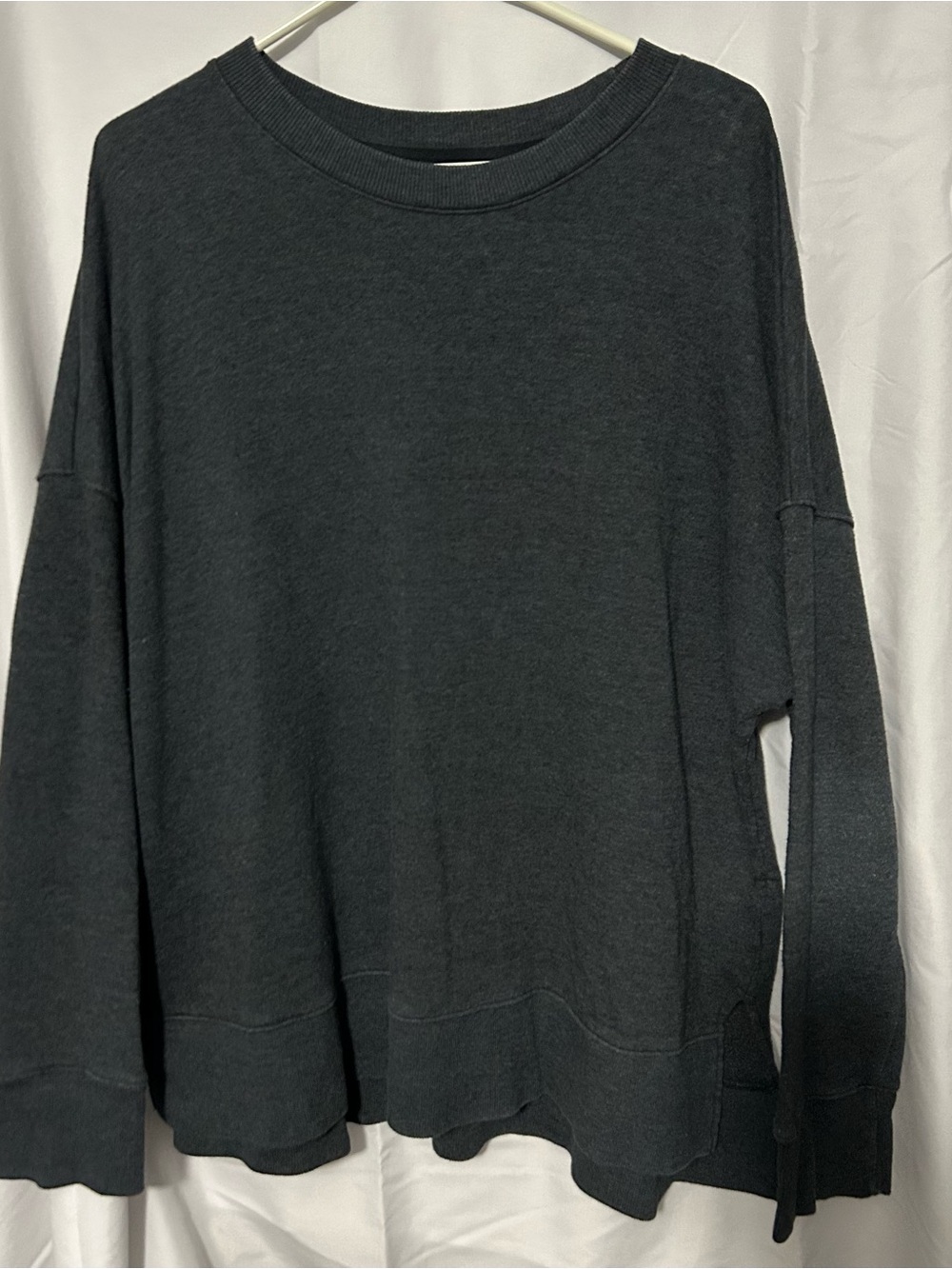 Time and Tru Women's Dark Charcoal Long Sleeve Crewneck Top
